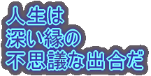 人生は 深い縁の 不思議な出合だ