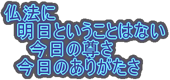 仏法に 明日ということはない 今日の尊さ 今日のありがたさ